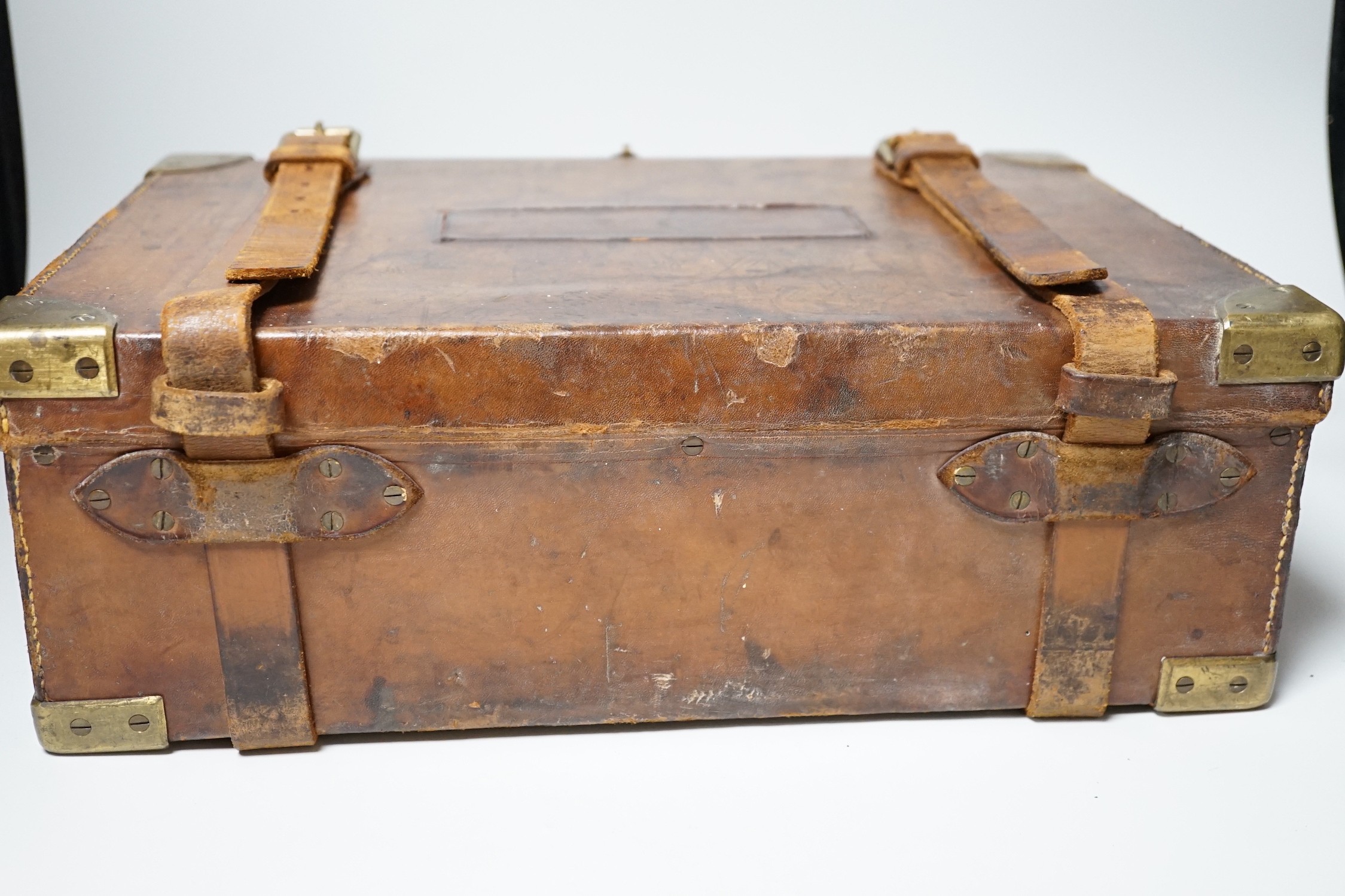 A Victorian Stephen Grant & Joseph Lang Ltd leather cartridge case, 40cms wide, 29cms deep